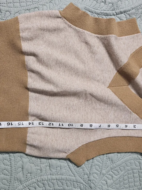 Molly Green Two-Tone Knit Vest in Beige and Camel - Picture 3 of 6